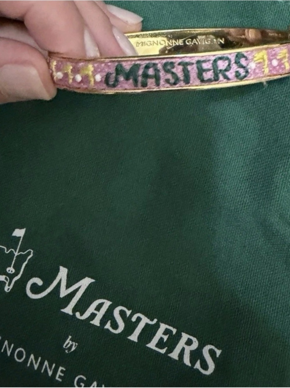 Mignonne Gavigan Pink and Gold 'MASTERS' Enamel Bangle Bracelet